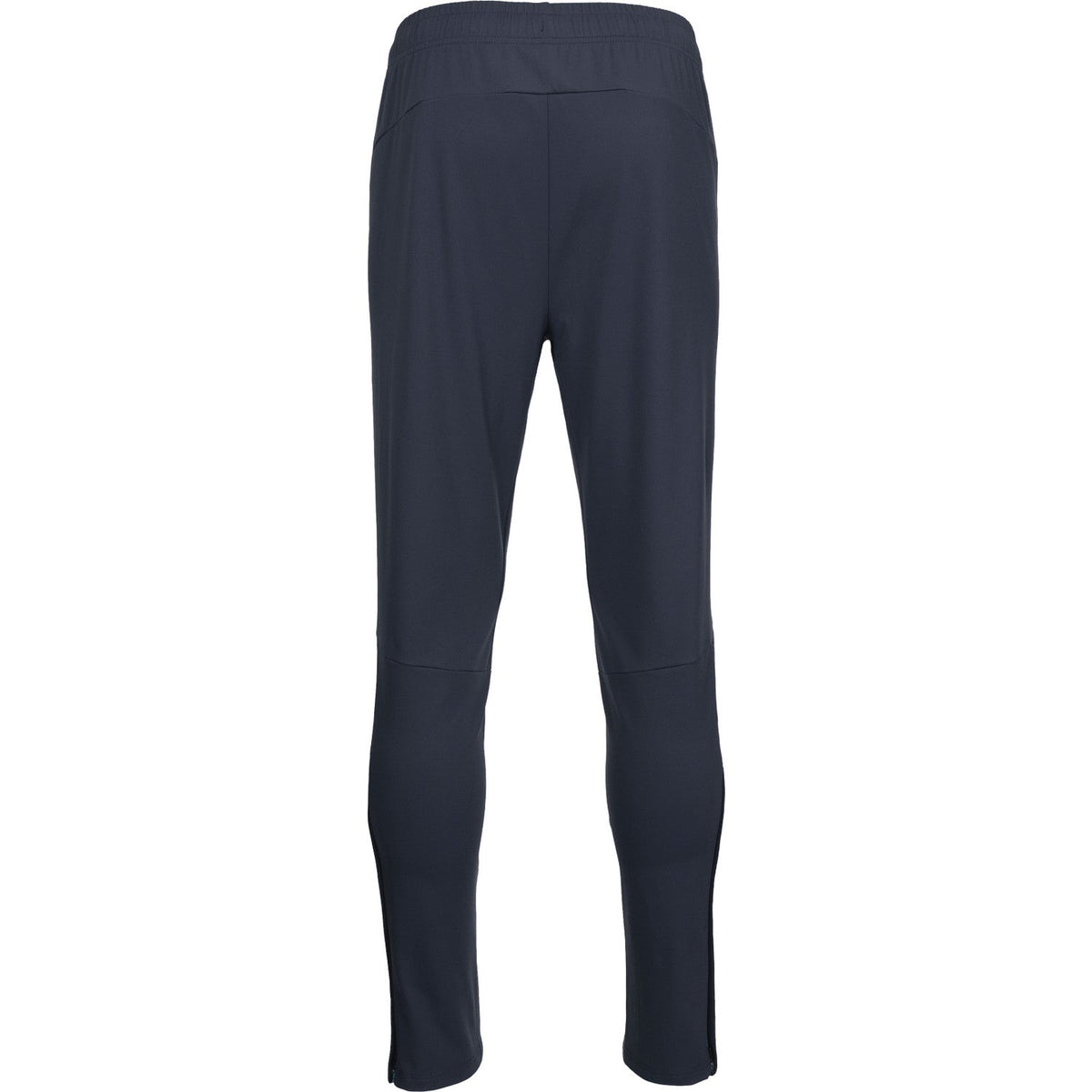 Achteraanzicht van de grijze Carbon Pro broek met elastische taille en smalle pijpen