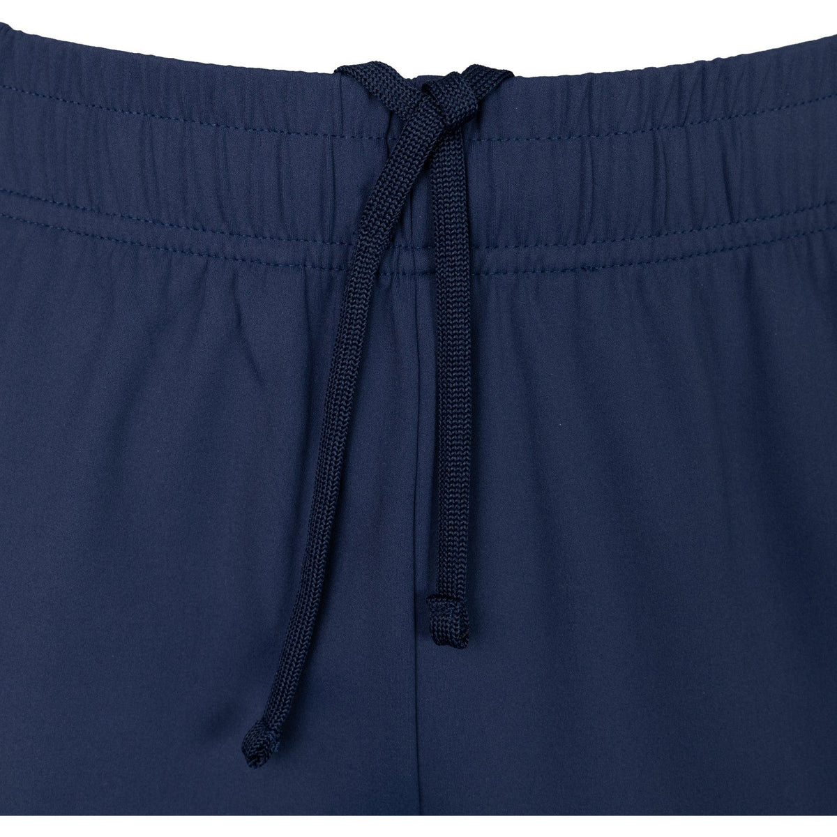 Detail van de donkerblauwe tailleband met trekkoord van de Carbon Pro broek