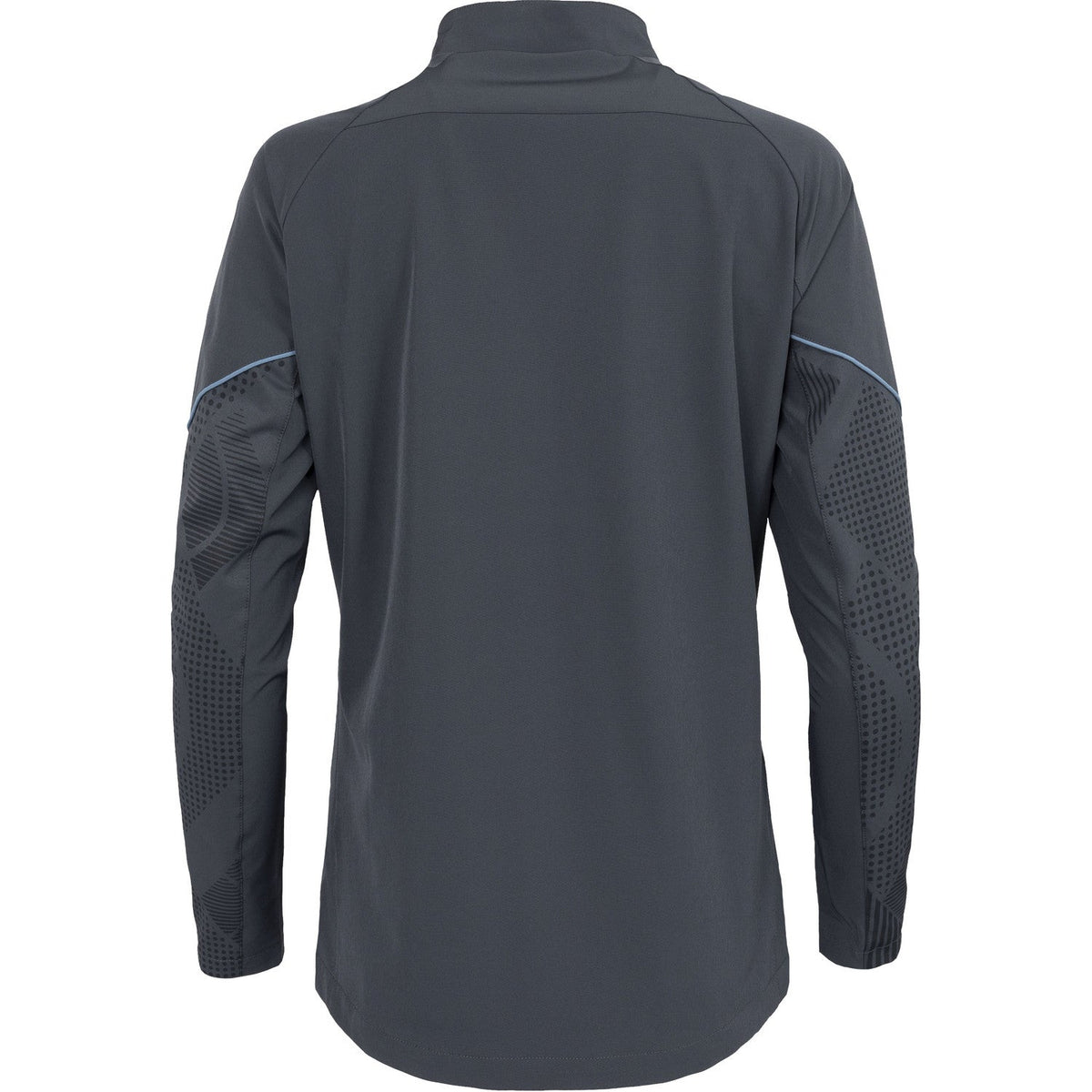 Achteraanzicht van het grijze Carbon Pro Light damesjack met gestructureerde mouwen
