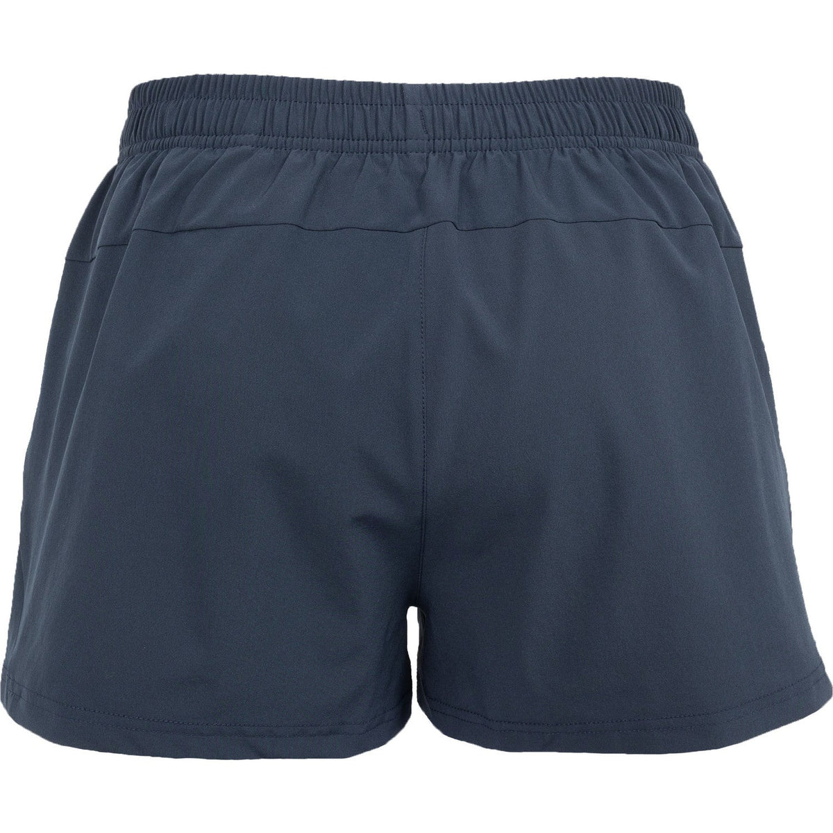 Achteraanzicht van de donkerblauwe Carbon Pro damesshort met elastische tailleband