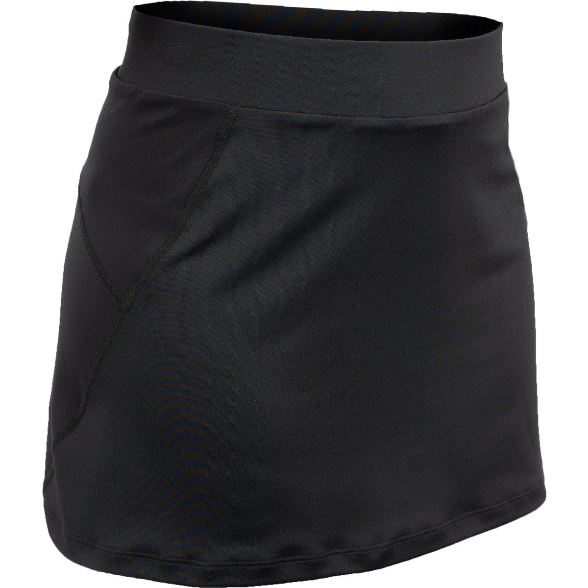 Zijaanzicht van de zwarte JDH Carbon Pro damesrok met overslagpand en zijnaad