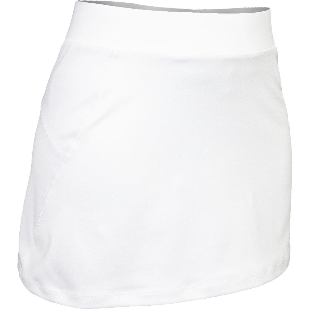 Zijaanzicht van de witte JDH Carbon Pro damesrok met overslagpand en brede tailleband