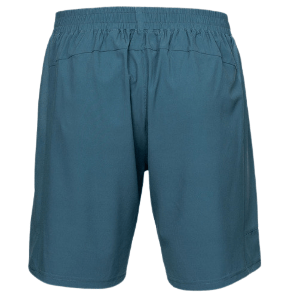 Achterkant van de petrolblauwe JDH Performance Short met elastische tailleband