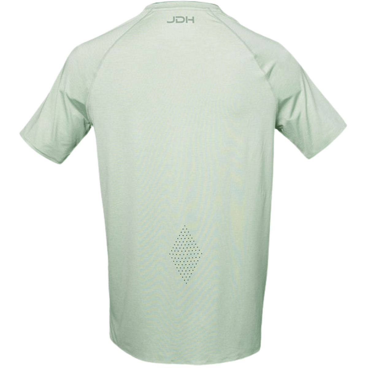 Achterkant van het mintgroene JDH Performance T-Shirt met JDH-opdruk onder de nek