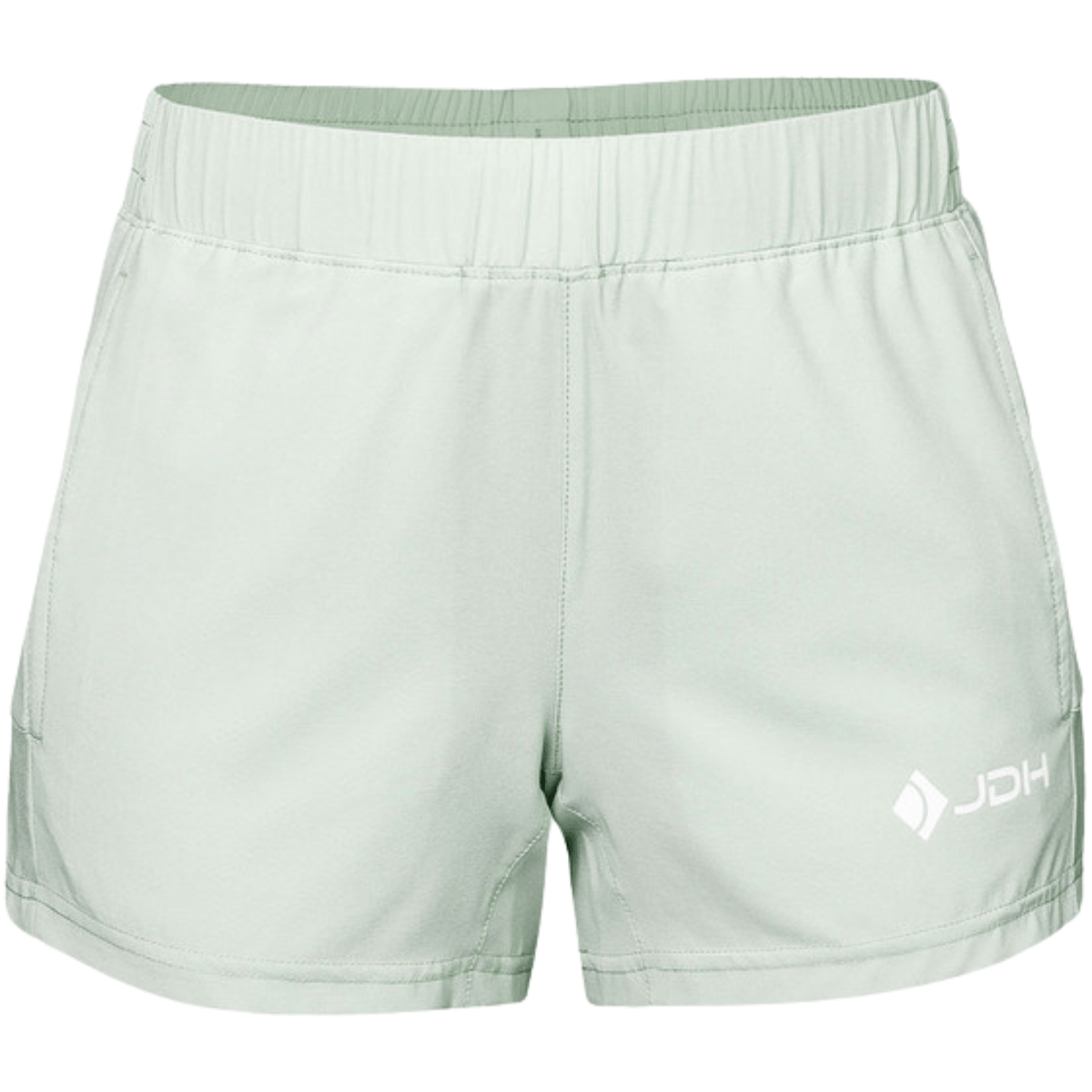 JDH Performance short voor dames in mintgroen, vooraanzicht met JDH-logo