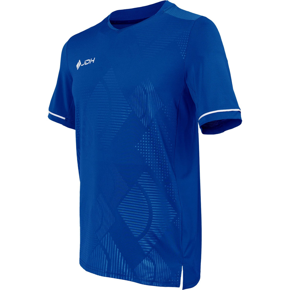 Kobaltblauw JDH Carbon Pro shirt schuin van voren met JDH-logo