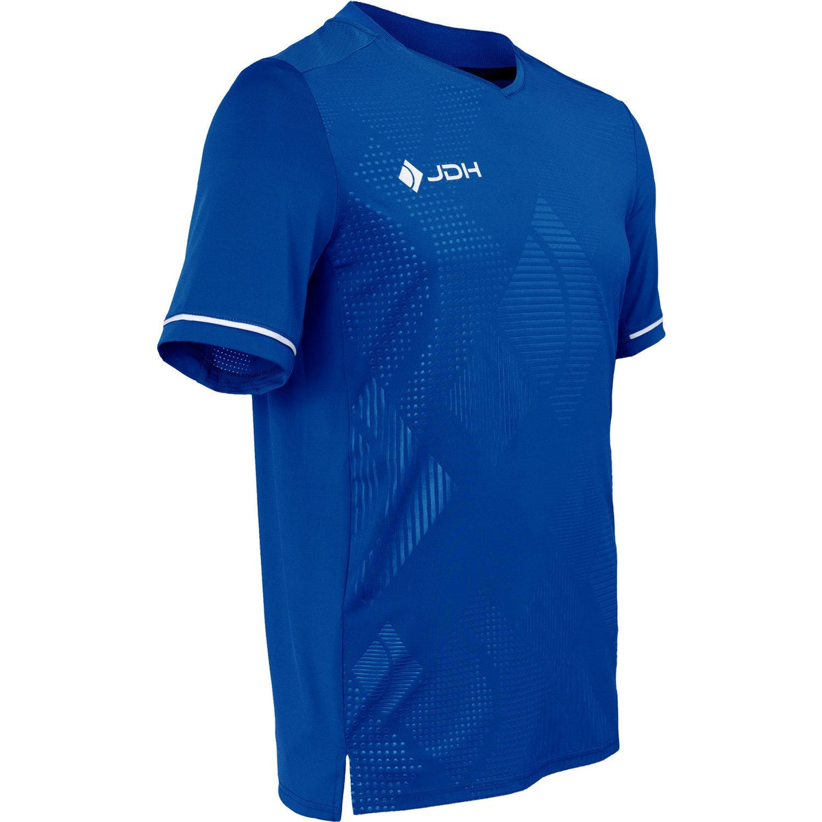 Vedere laterală înclinată a tricoului JDH Carbon Pro Cobalt cu fantă la tiv