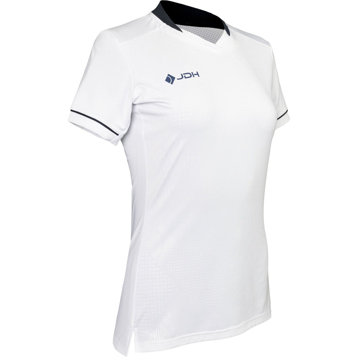 Schuin vooraanzicht van het witte JDH Carbon W Pro T-shirt met mouwbies