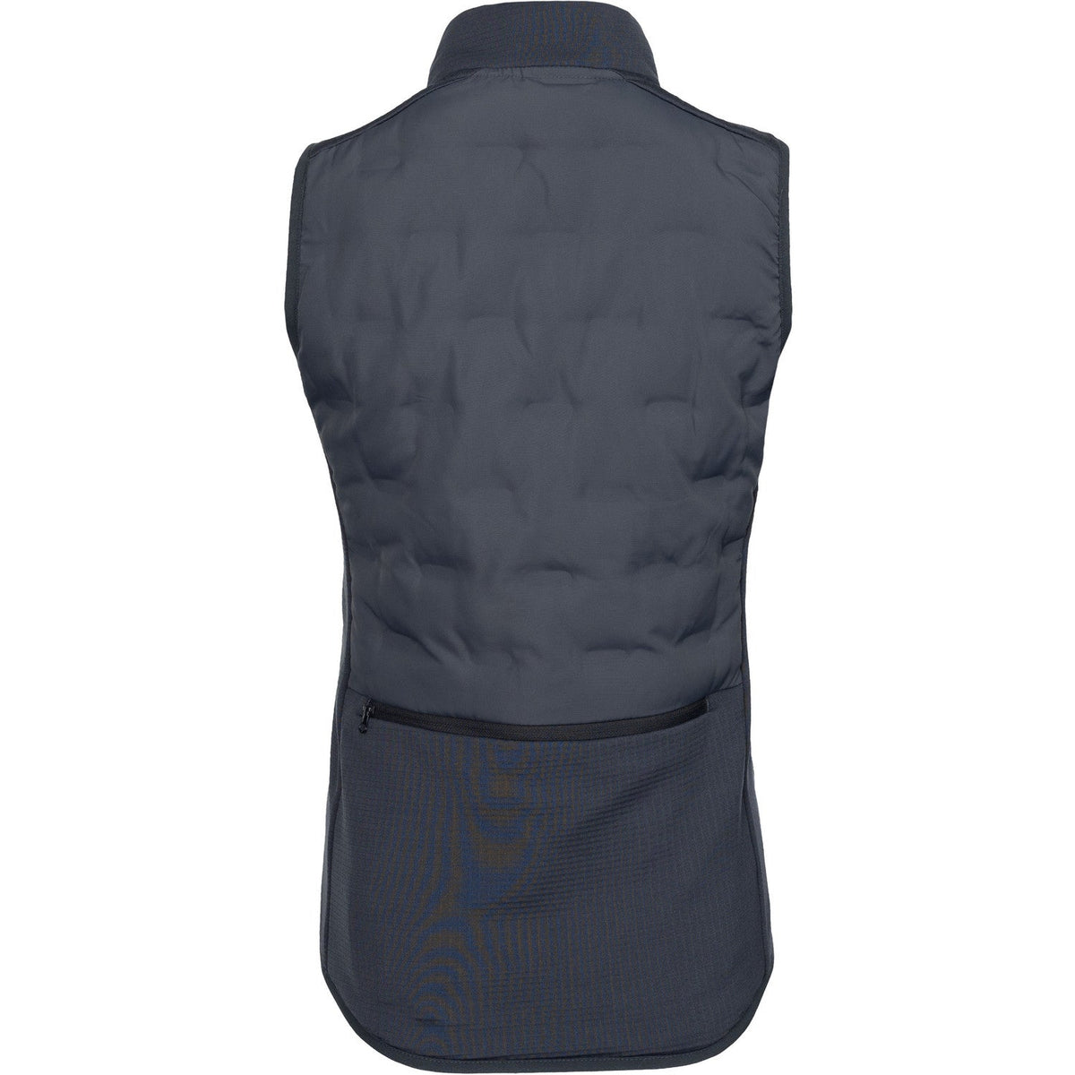 Achterkant van de antracietgrijze JDH W Hybrid Padded Gilet met horizontale ritszak