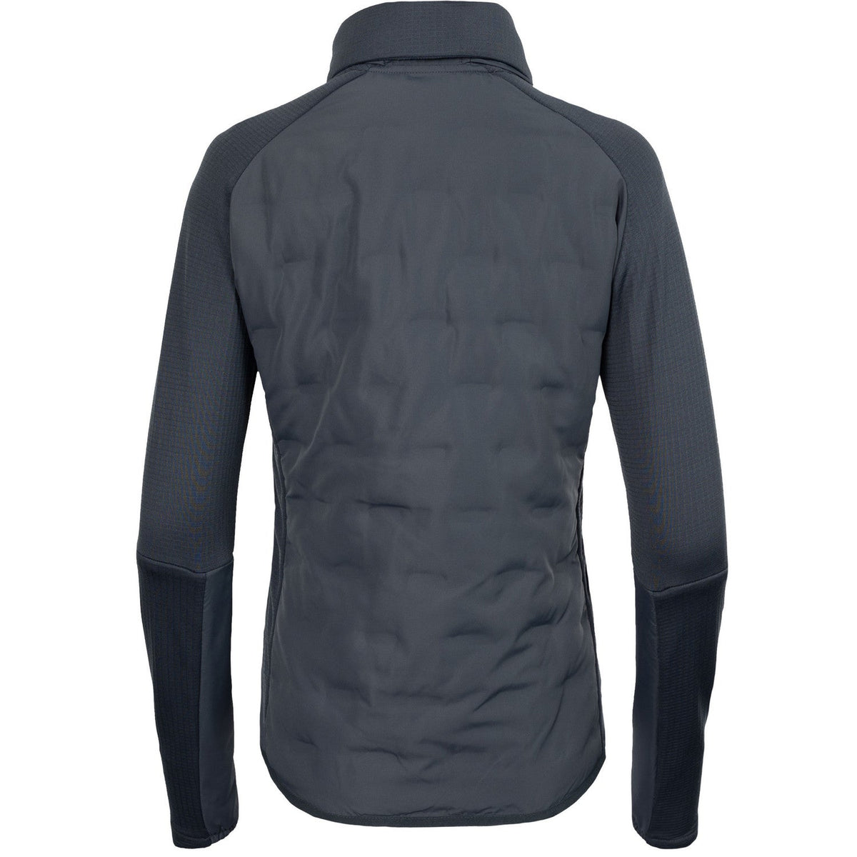 Achterkant van het donkergrijze JDH W Hybrid Padded Jacket Ink met gewatteerd rugpand