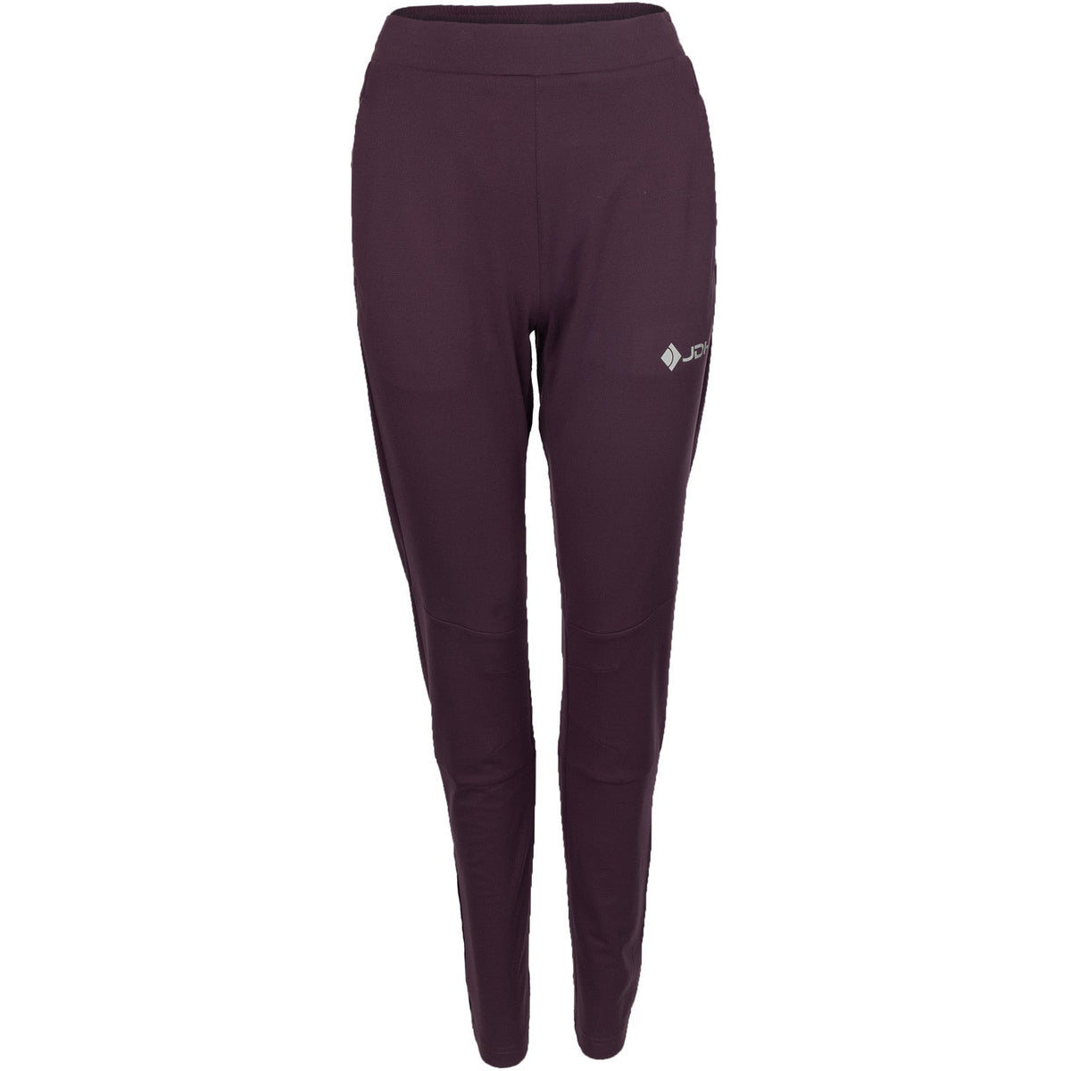 Vooraanzicht van de aubergine JDH W Performance Pant voor dames met smal toelopende pijpen
