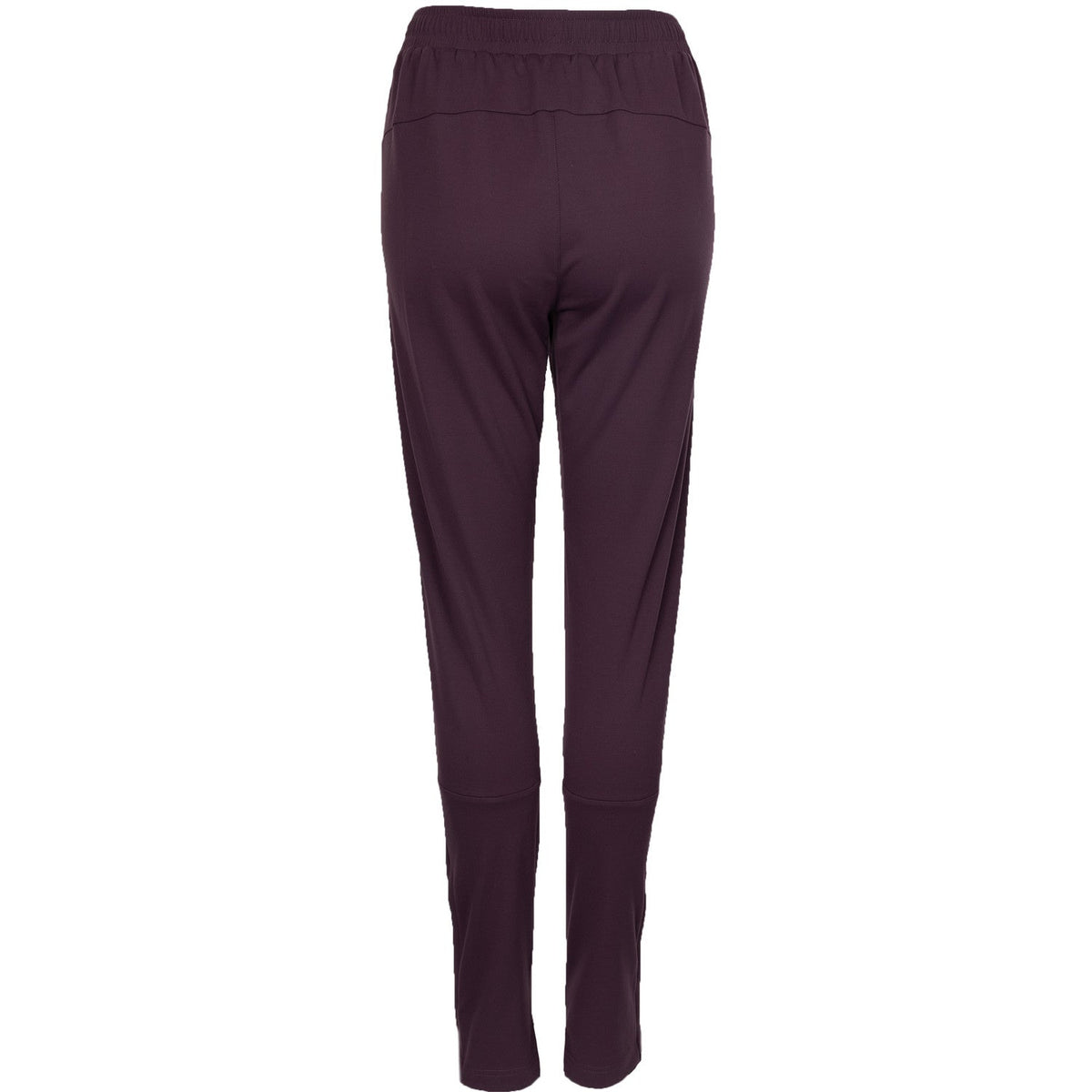 Achterkant van de aubergine JDH W Performance Pant met elastische tailleband