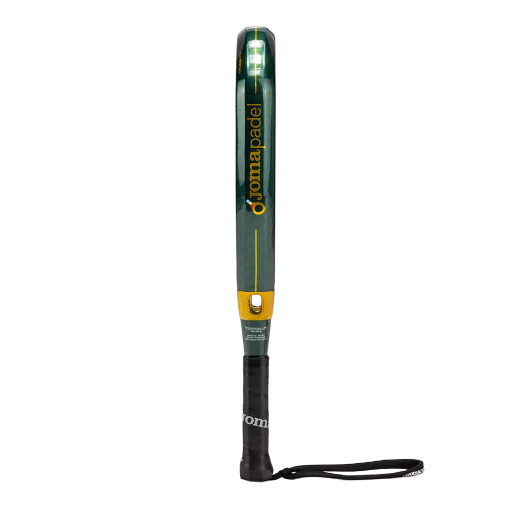 Zijaanzicht van het Joma Hyper Pro Sft 2026 met groene framerand en gele accenten