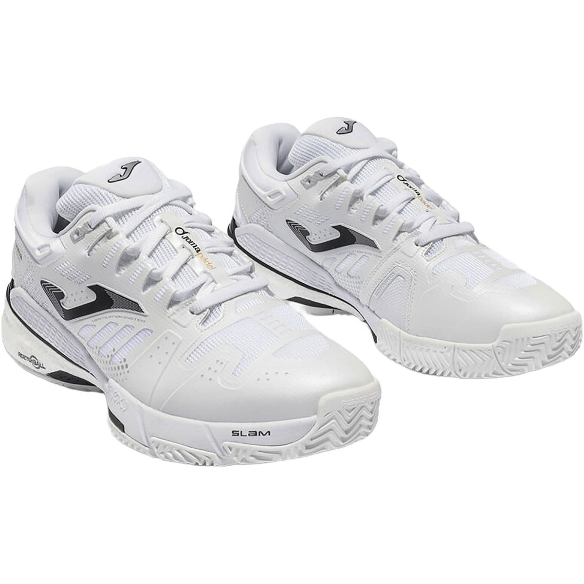 Paar witte Joma Slam Classic padelschoenen, schuin vooraanzicht