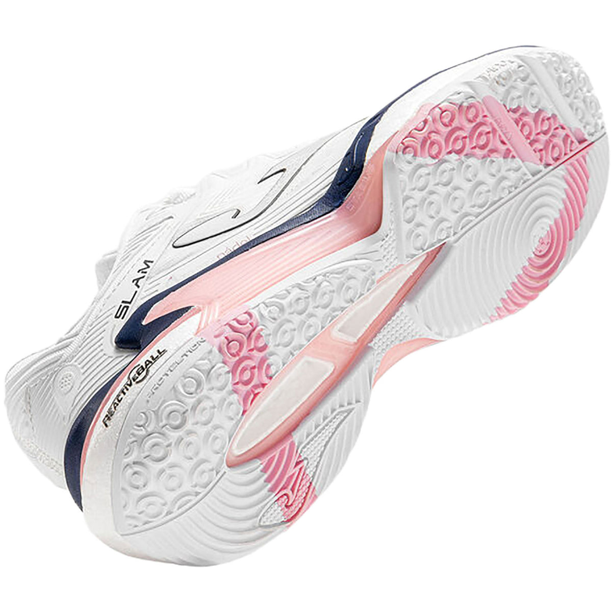 Witte zool van de Joma Slam Lady 2026 met roze accenten en fijn profiel