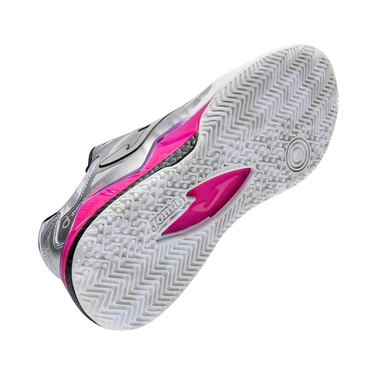 Witte Omni-buitenzool van de Joma Spin Lady 2026 Light Gray met fuchsia middenstuk