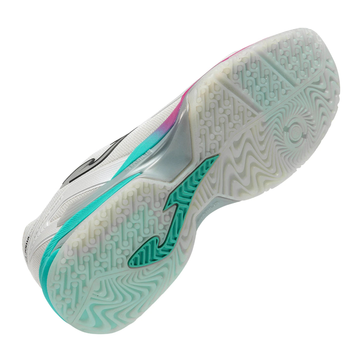 Halfdoorzichtige Omni-zool van de Joma Ultra Light Lady White met turquoise Joma-logo