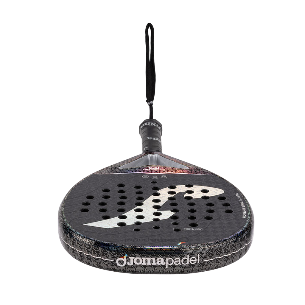 Bovenaanzicht van de Joma Valkiria Pro Hrd 2026 met Jomapadel-opdruk op de framerand
