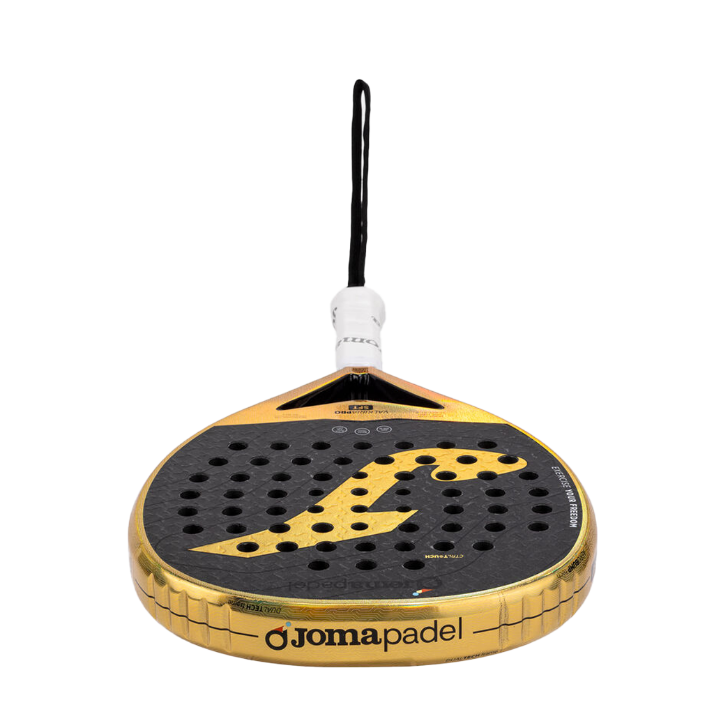 Bovenaanzicht van de Joma Valkiria Pro Sft 2026 met Jomapadel-opdruk op de framerand