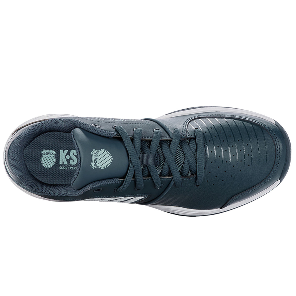 Bovenaanzicht van de donkergroene K-Swiss Court Express HB met K-Swiss-logo