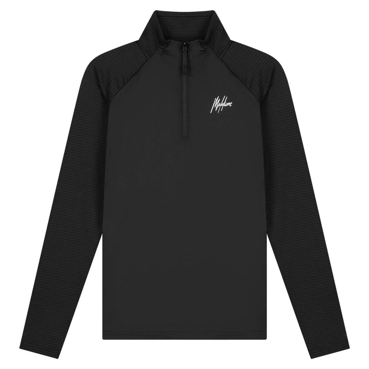 Malelions Sport Ace sweater met kwartrits voor heren in zwart, vooraanzicht