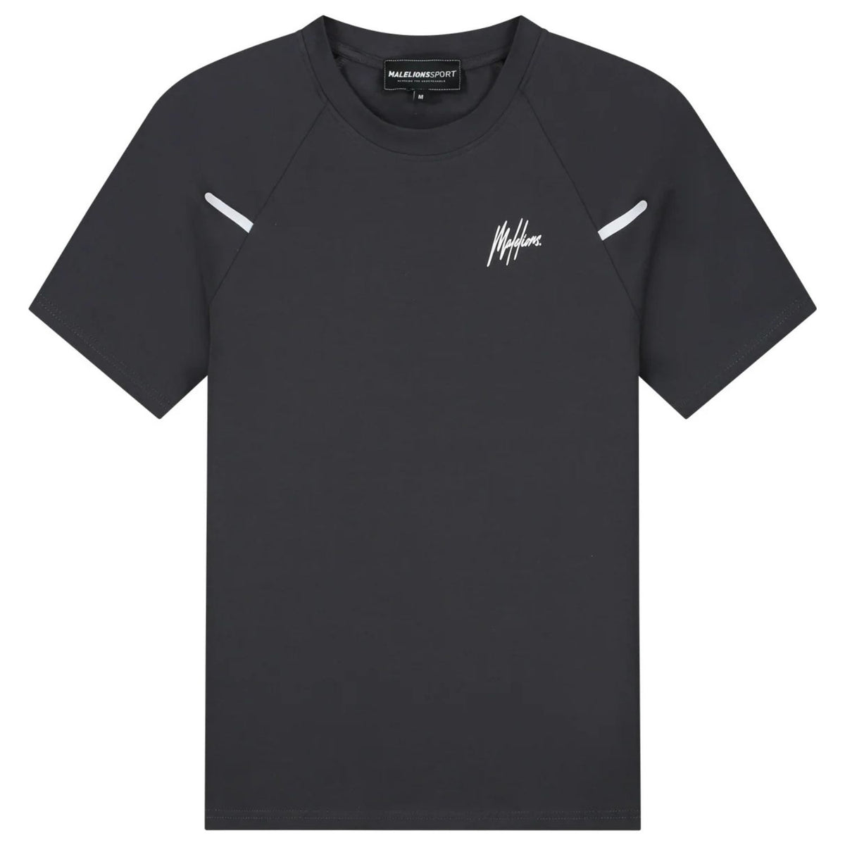 Malelions Sport Counter T-shirt in antraciet met reflectiestrepen, vooraanzicht