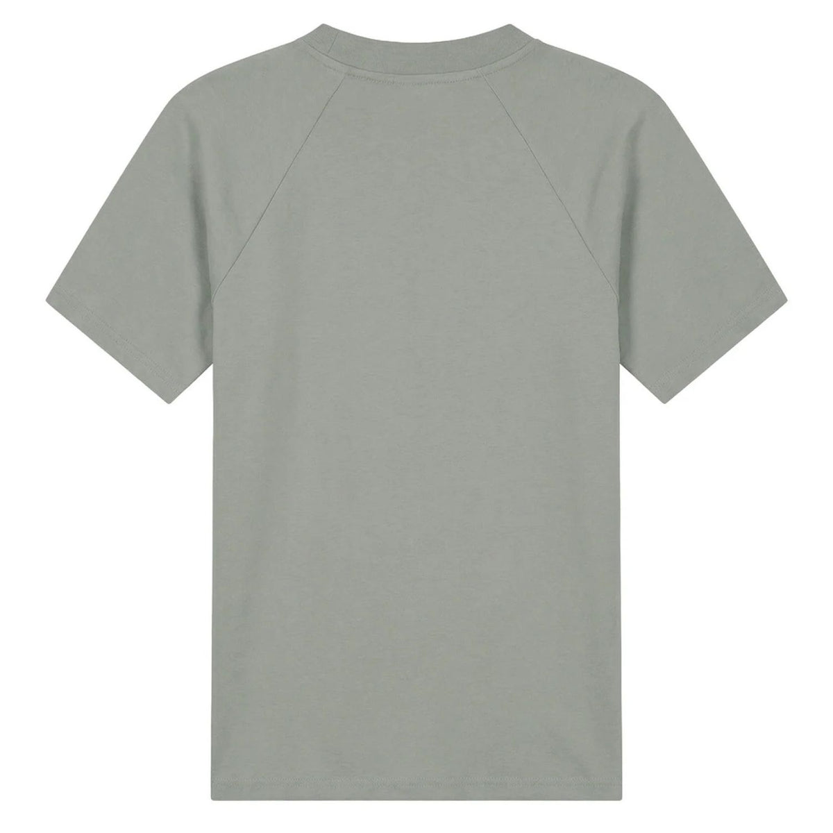 Achterzijde van het grijsgroene Malelions Sport raglan T-shirt