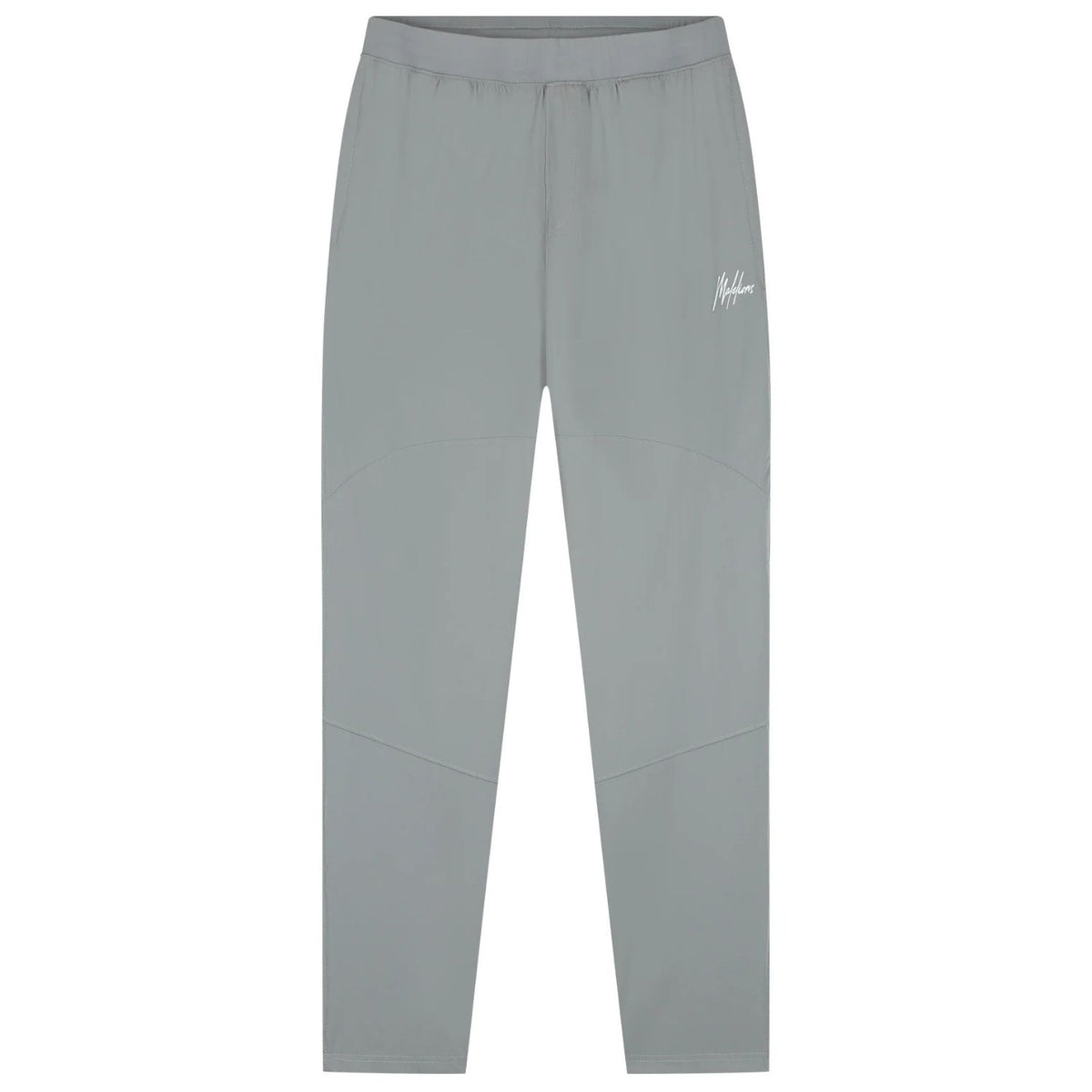 Malelions Sport running trackpants voor heren in grijsblauw, vooraanzicht met logo