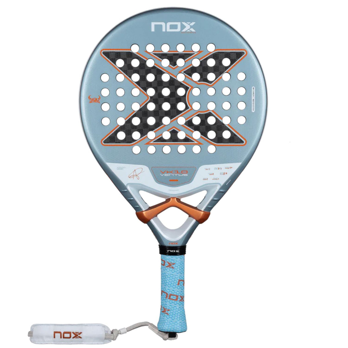 NOX VK 10 Ventus Control 12K 2026 padelracket in lichtblauw met koper, vooraanzicht