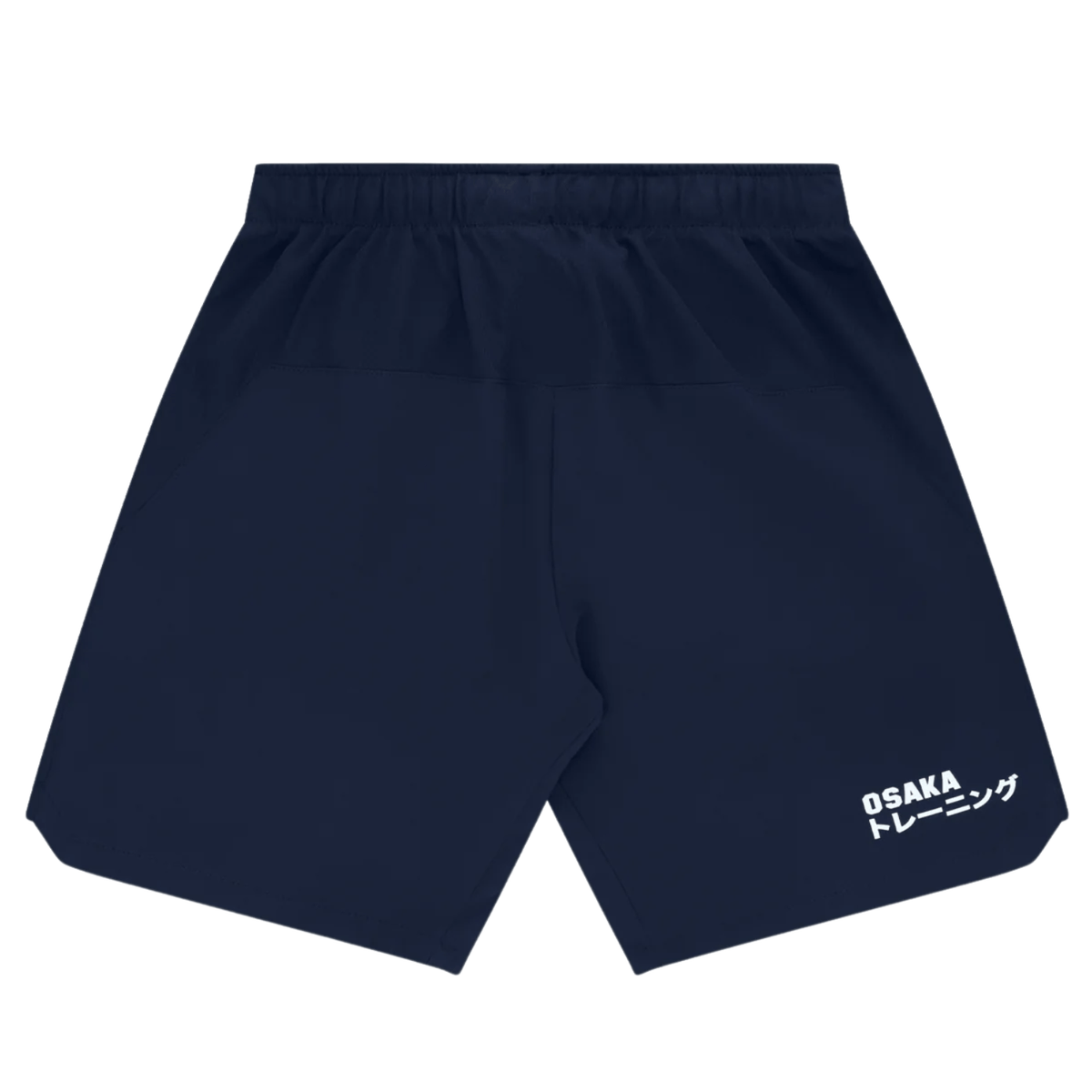 Rückseite der dunkelblauen Osaka Men Training Short mit weißem OSAKA-Aufdruck
