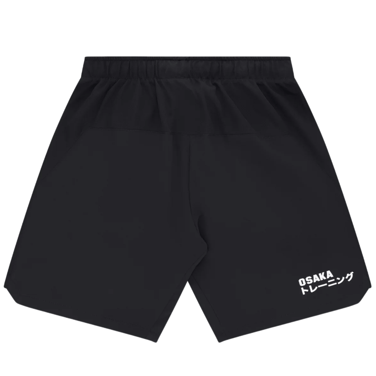 Achterkant van de zwarte Osaka Men Training Short met witte OSAKA-opdruk onderaan