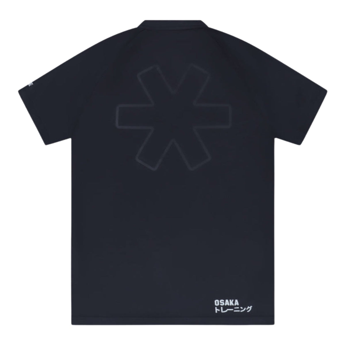 Plat achteraanzicht van het zwarte Osaka Training T-shirt met sterprint
