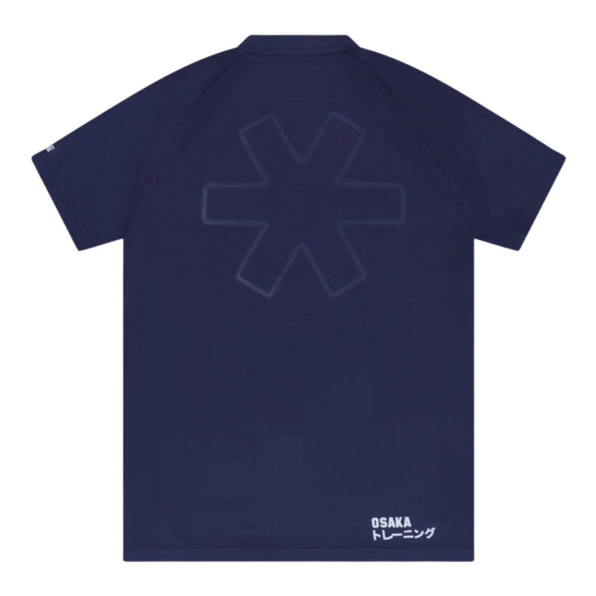 Plat achteraanzicht van het donkerblauwe Osaka Training T-shirt met sterprint