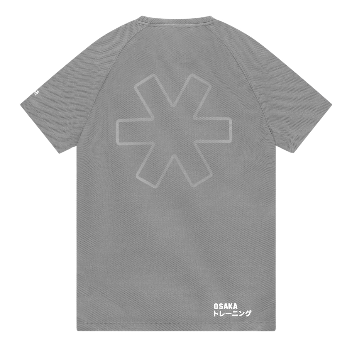 Plat achteraanzicht van het grijze Osaka Training T-shirt met sterprint