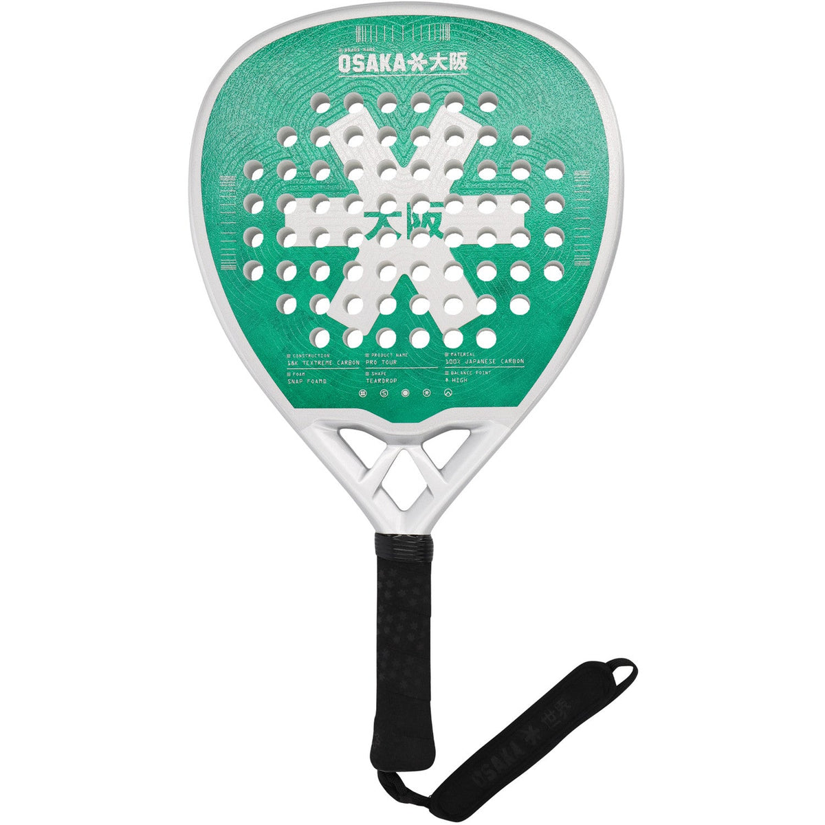 Osaka Pro Tour Power Aquatic Awe padelracket in mintgroen met witte ster, vooraanzicht