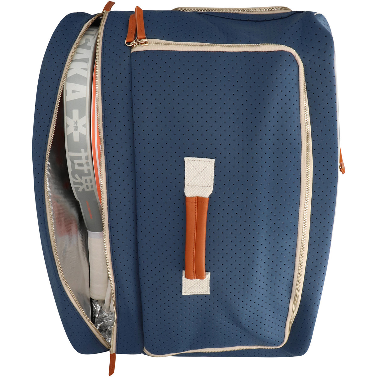 Osaka Neoprene tas met geopend zijvak voor rackets in donkerblauw