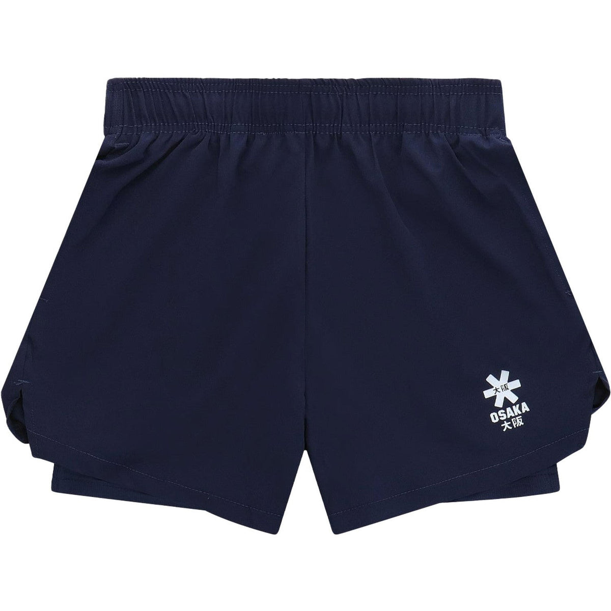 Vooraanzicht van de donkerblauwe Osaka Shorts met ingestikte binnenbroek en sterlogo