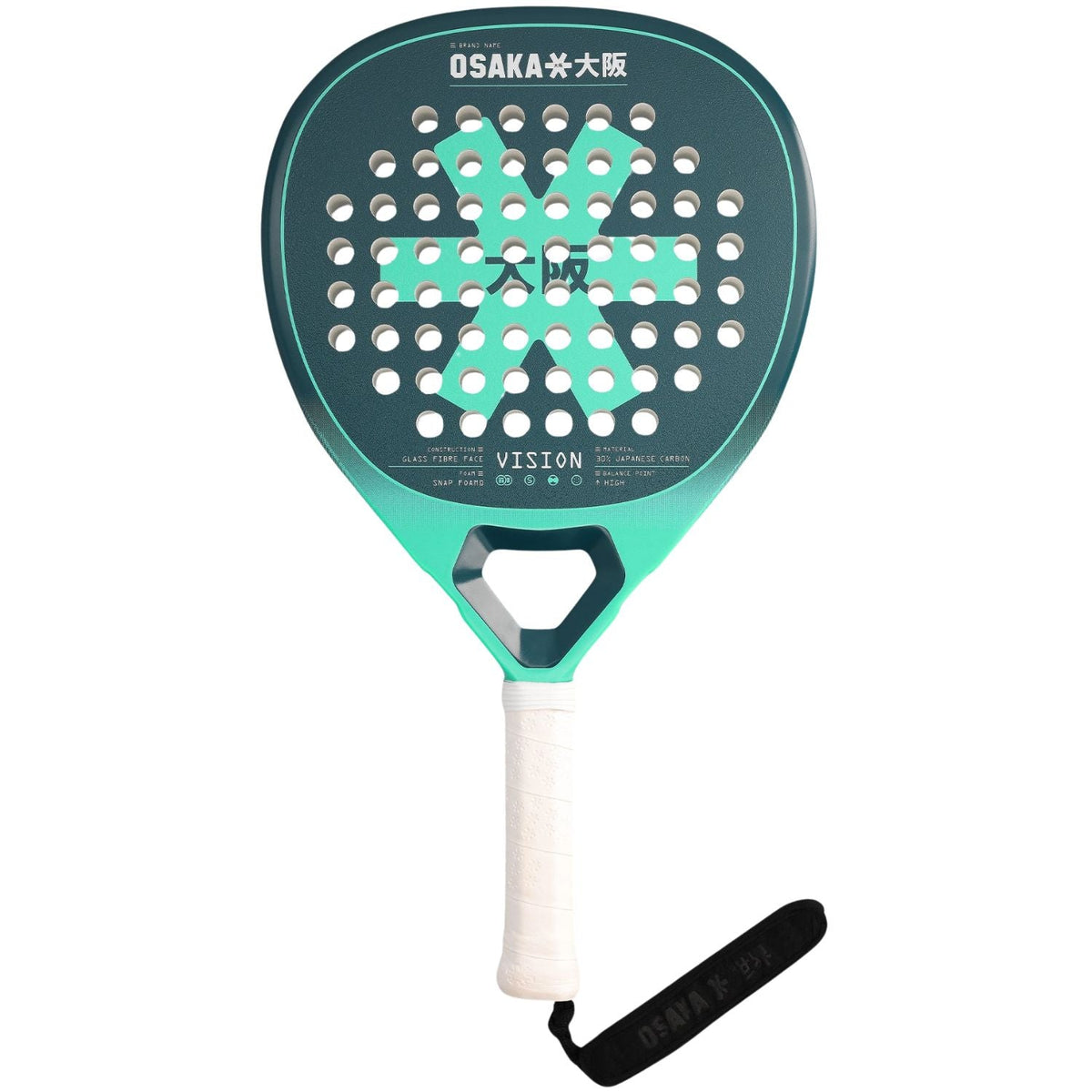 Osaka Vision Power Teal padelracket in petrolblauw met mintgroene ster, vooraanzicht