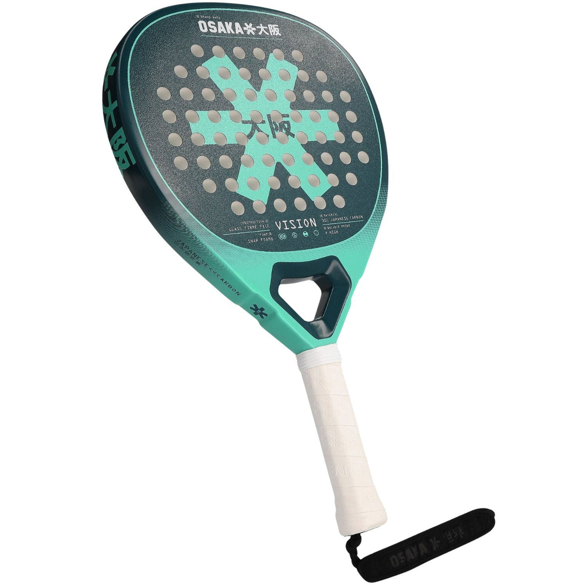 Osaka Vision Power Teal, vista frontale obliqua, forma a goccia nei colori blu petrolio e verde menta