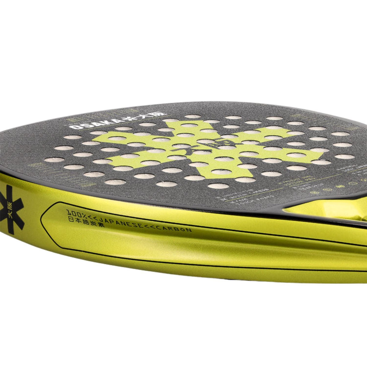 Schuin bovenaanzicht van de Osaka Vision Pro Power Ferite met gele framerand