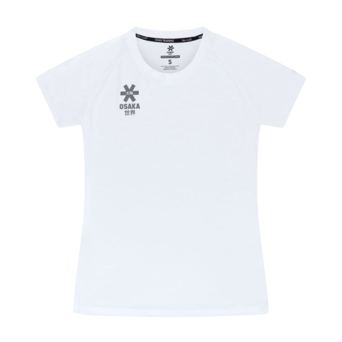 Osaka Training T-shirt voor dames in wit, plat vooraanzicht met logo