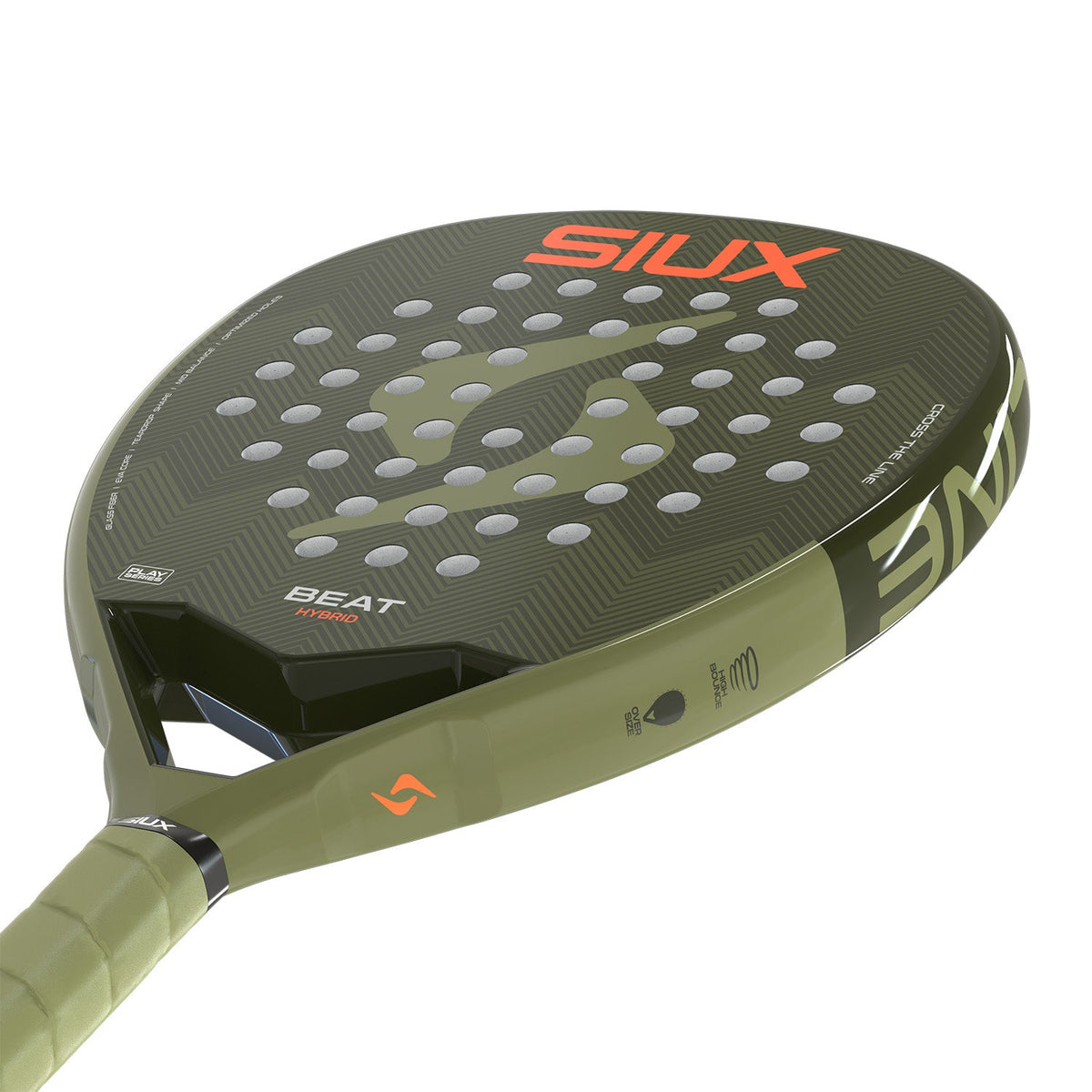 Liggend aanzicht van het Siux Beat Hybrid 3 26 met groene grip en oranje accent