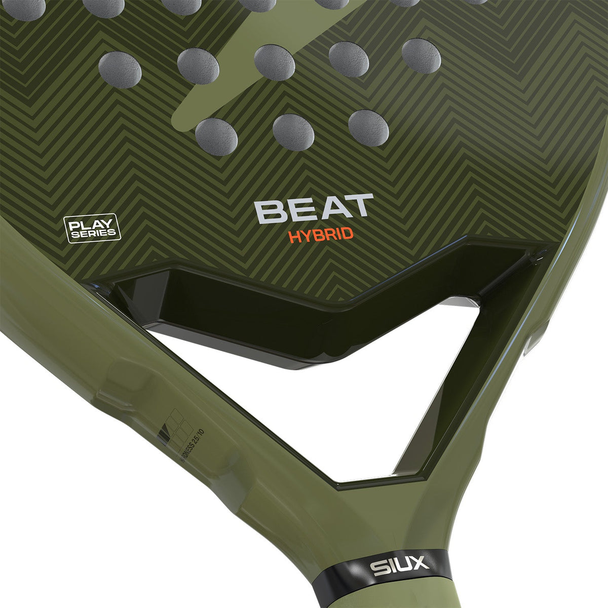Detail van het hart van het Siux Beat Hybrid 3 26 met oranje opdruk BEAT HYBRID