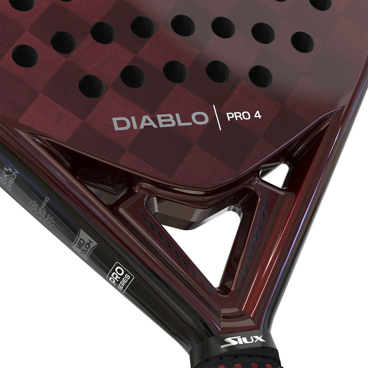 Detail van het hart van het Siux Diablo Pro 4 met de opdruk DIABLO PRO 4