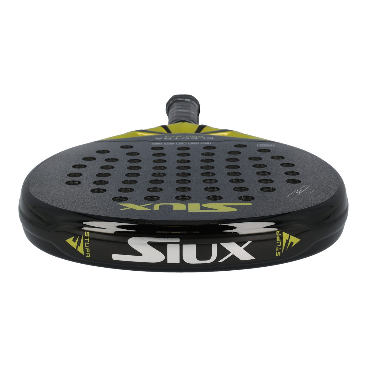 Ovenfra-billede af Siux Electra ST3 Pro med Siux-logoet på rammen