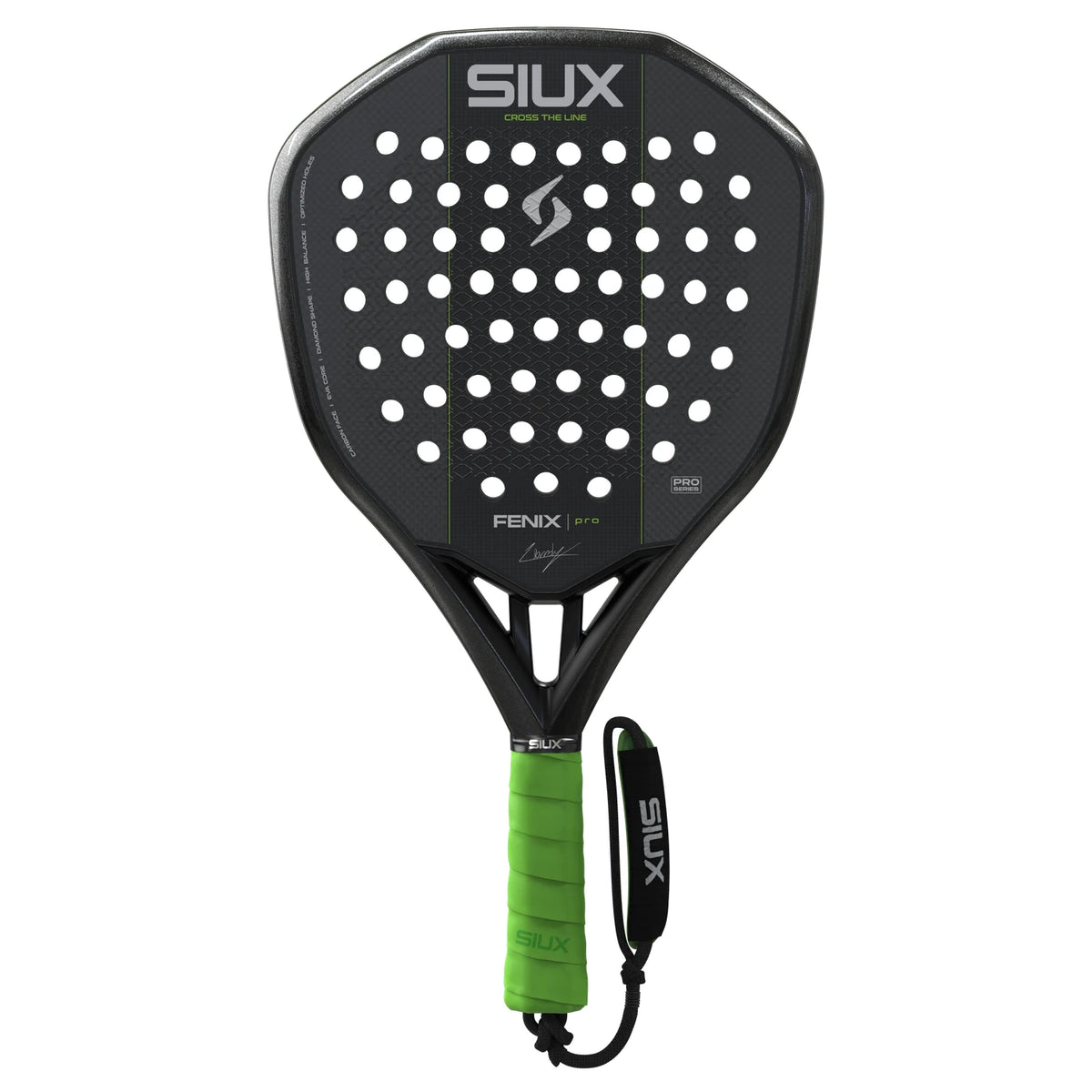 Siux Fenix Pro 2027 Black padelracket, vooraanzicht