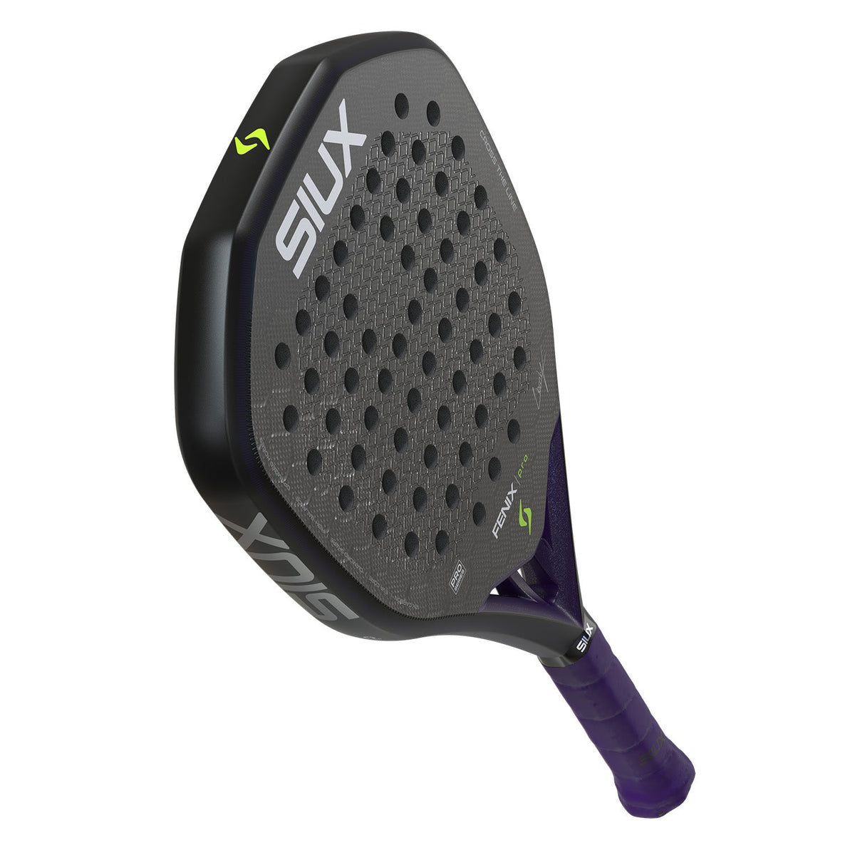 Achterzijde van het Siux Fenix Pro 26 padelracket in zwart met grijs slagvlak