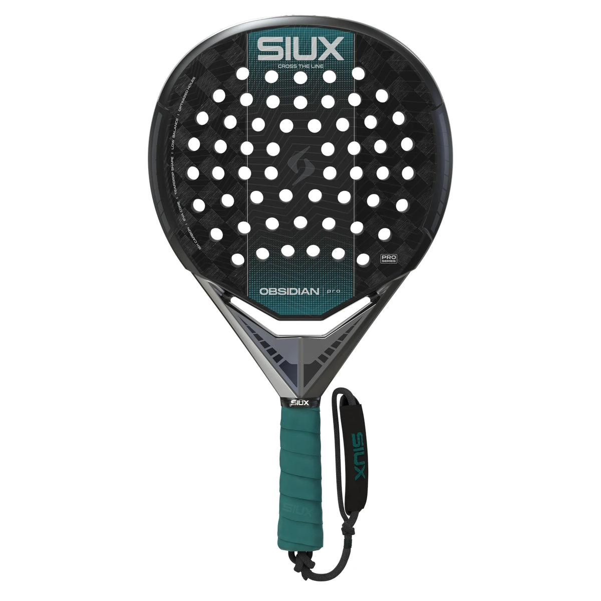 Siux Obsidian Pro 2027 Black Green padelracket, vooraanzicht