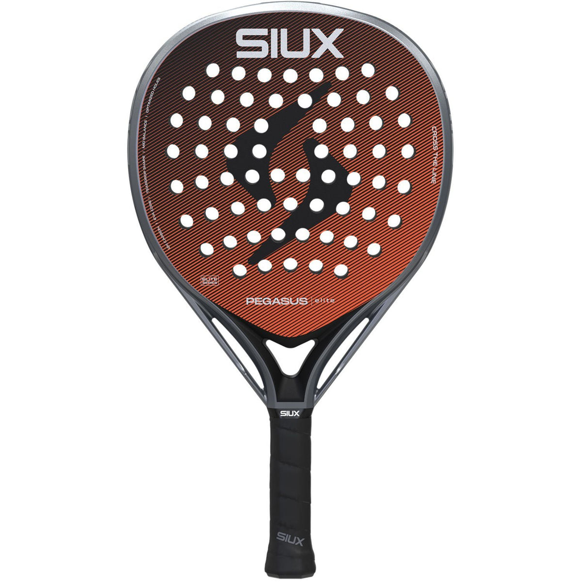 Siux Pegasus Elite 4 padelracket in terracotta met zilvergrijs frame, vooraanzicht