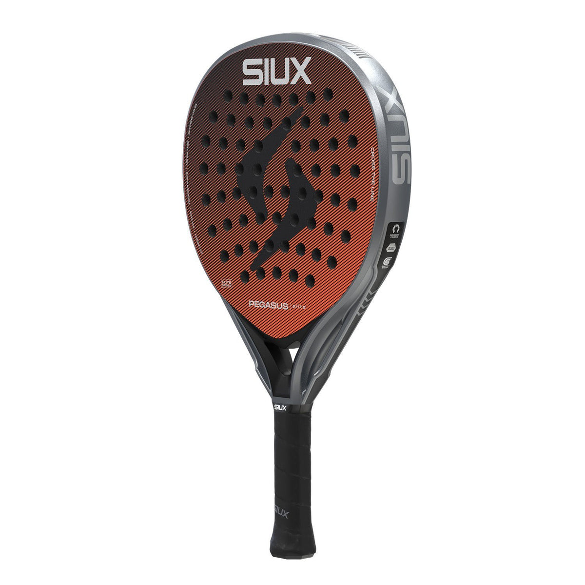 Siux Pegasus Elite 4 padelracket schuin vooraanzicht, druppelvorm in roodbruin